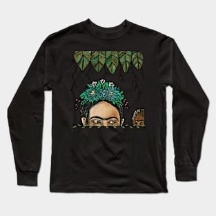 ESCONDIDA FRIDA with Capuchin Monkey Long Sleeve T-Shirt